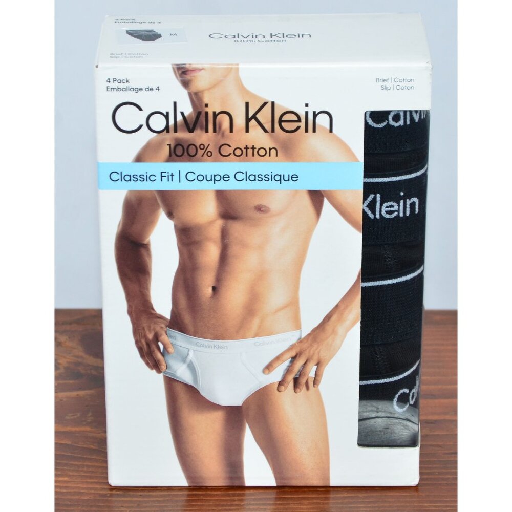 Calvin Klein 4 Pack Men’s Cotton Classic Fit Brief Underwear Black Size M